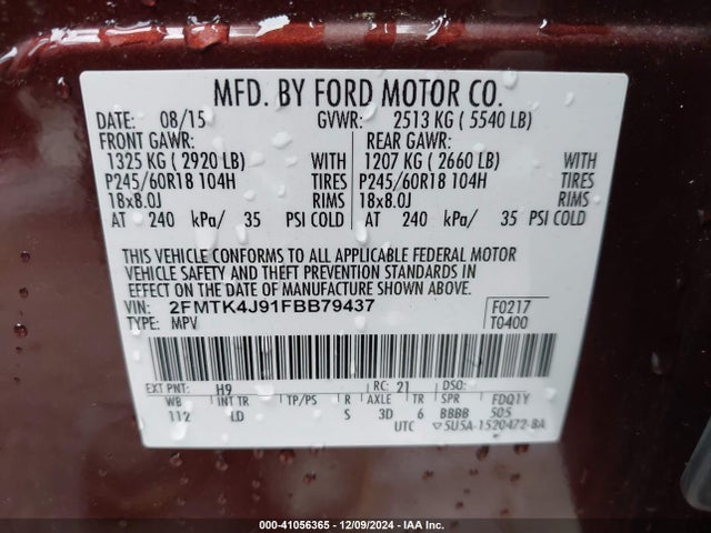 Ford EDGE SEL 2015 2FMTK4J91FBB79437 Image 9
