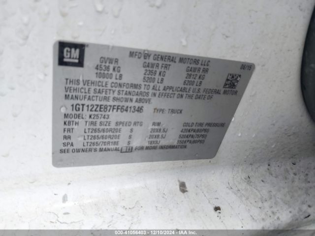 1GT12ZE87FF641346 GMC Sierra 2500hd Slt