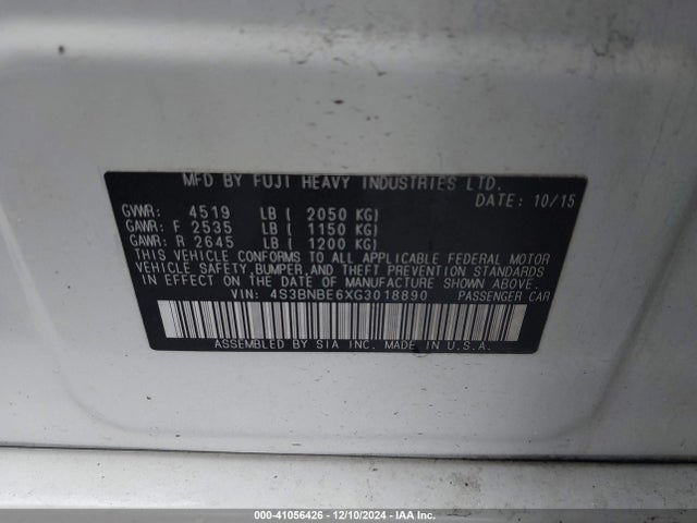 Subaru Legacy 2.5i Premium 2016 4S3BNBE6XG3018890 Image 9