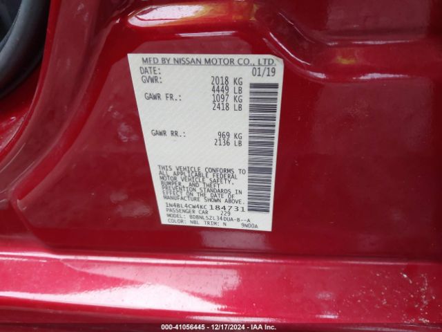 1N4BL4CW4KC184731 Nissan Altima 2.5 Sr