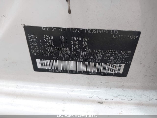 Продажа на аукционе авто 2017 Subaru Impreza 2.0i, vin: 4S3GTAA65H3702355, номер лота: 41056452