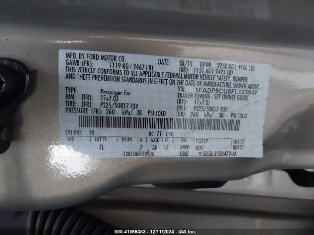 1FADP5CU6FL123937 Ford C-max Energi Sel