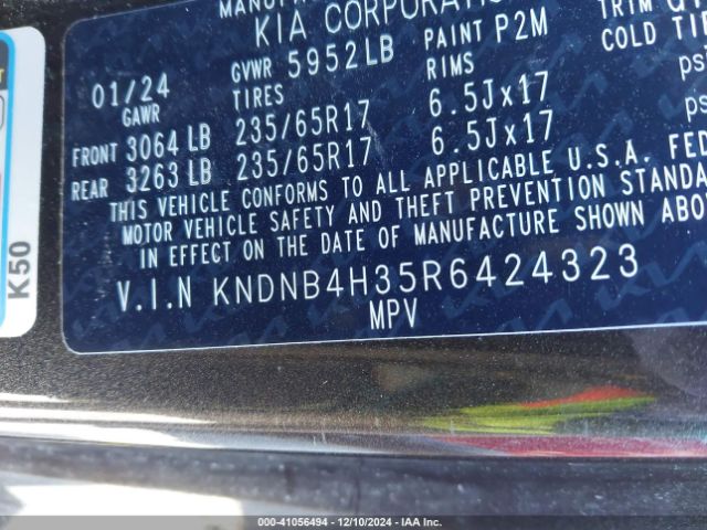 KNDNB4H35R6424323 KIA Carnival Mpv Lx Seat Package