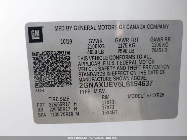 2GNAXUEV5L6154637 Chevrolet Equinox Awd Lt 1.5l Turbo