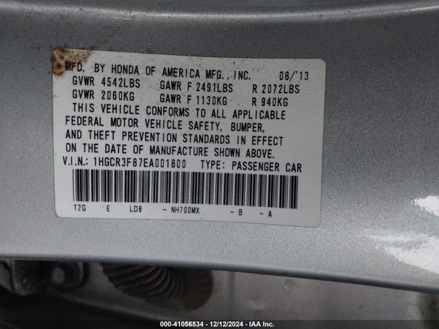 Honda Accord Ex-l V-6 2014 1HGCR3F87EA001800 Image 9
