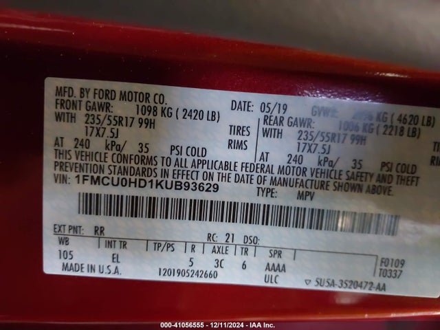 Ford ESCAPE SEL 2019 1FMCU0HD1KUB93629 Image 9