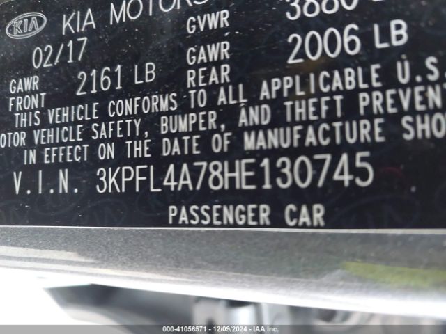 3KPFL4A78HE130745 KIA FORTE S