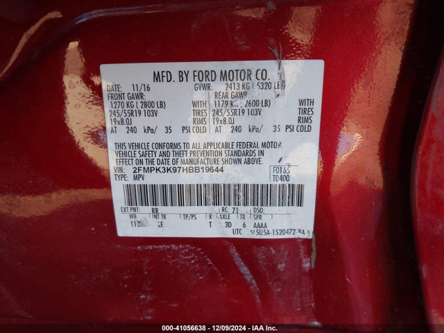 Ford Edge Titanium 2017 2FMPK3K97HBB19644 Image 9