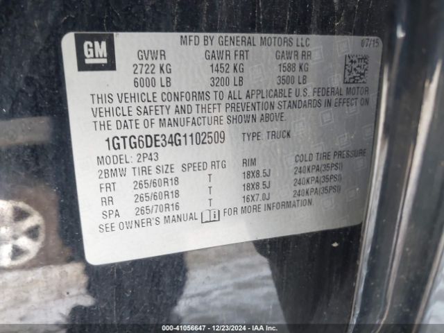 1GTG6DE34G1102509 GMC CANYON SLT