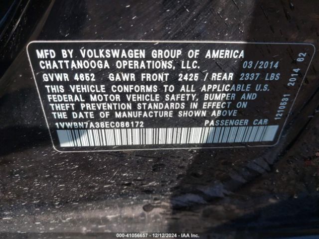1VWBN7A38EC086172 Volkswagen Passat 2.0l Tdi Se