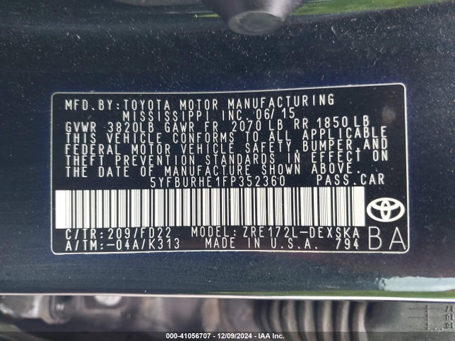Toyota Corolla S Plus 2015 5YFBURHE1FP352360 Image 9