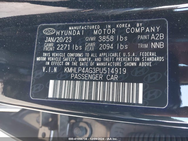 Hyundai Elantra Limited 2023 KMHLP4AG3PU514919 Image 9