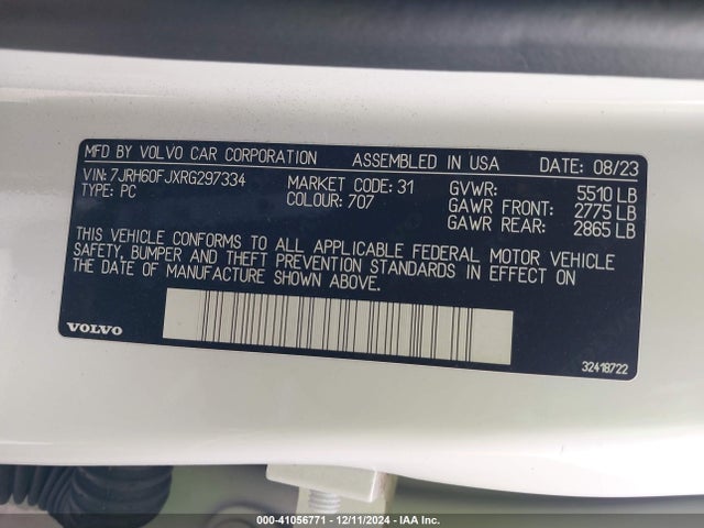 7JRH60FJXRG297334 Volvo S60 Recharge Plug-in Hybrid T8 Ultimate Black Edition