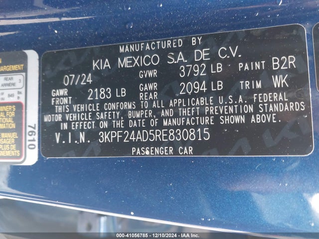 KIA Forte Lxs 2024 3KPF24AD5RE830815 Image 9