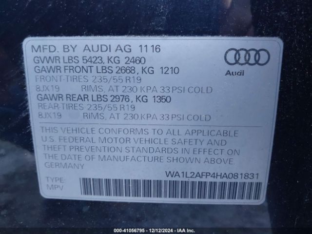 WA1L2AFP4HA081831 Audi Q5 2.0t Premium