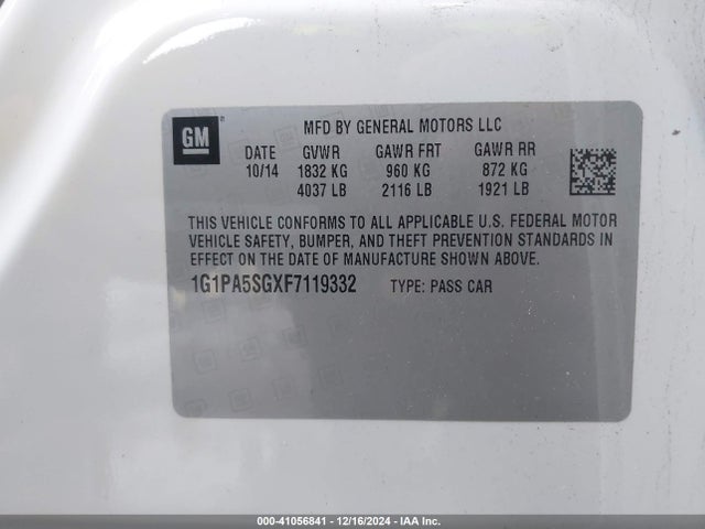 Chevrolet Cruze Ls Auto 2015 1G1PA5SGXF7119332 Image 9