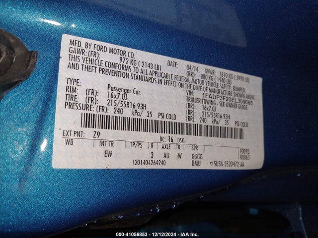 Ford FOCUS SE 2014 1FADP3F20EL309065 Image 9