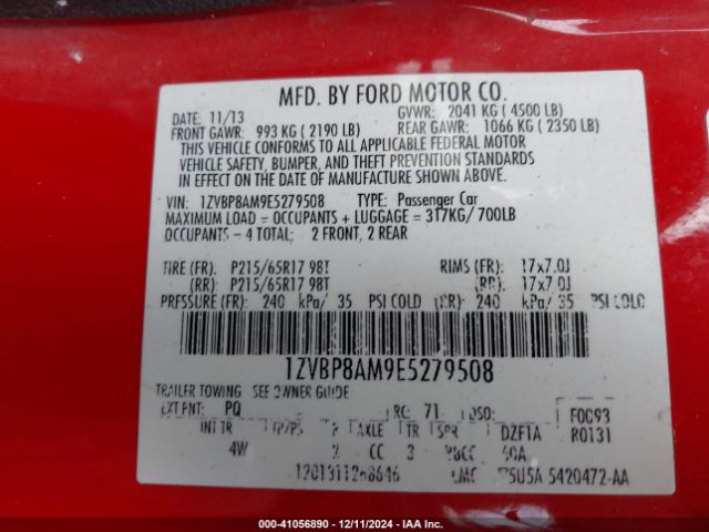 1ZVBP8AM9E5279508 Ford Mustang V6 Premium