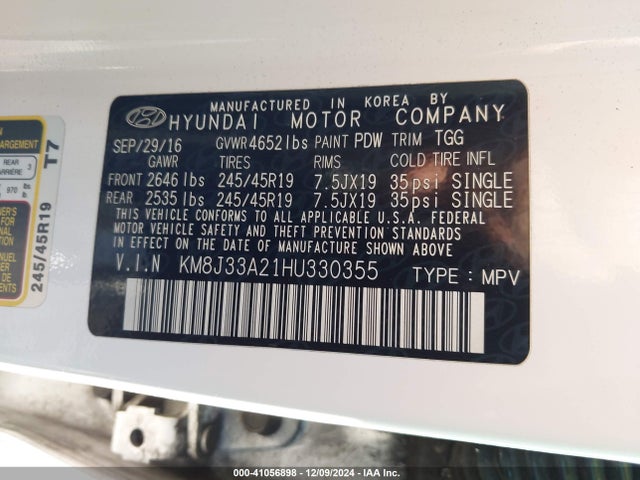 KM8J33A21HU330355 Hyundai Tucson Sport