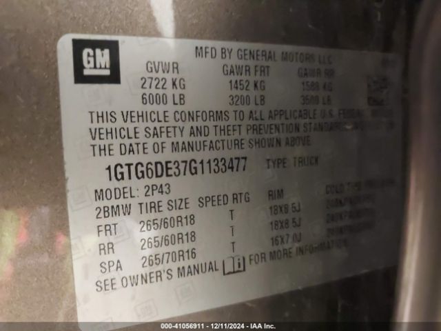 1GTG6DE37G1133477 GMC CANYON SLT