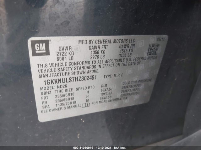 GMC Acadia Slt-1 2017 1GKKNULS7HZ302461 Image 9
