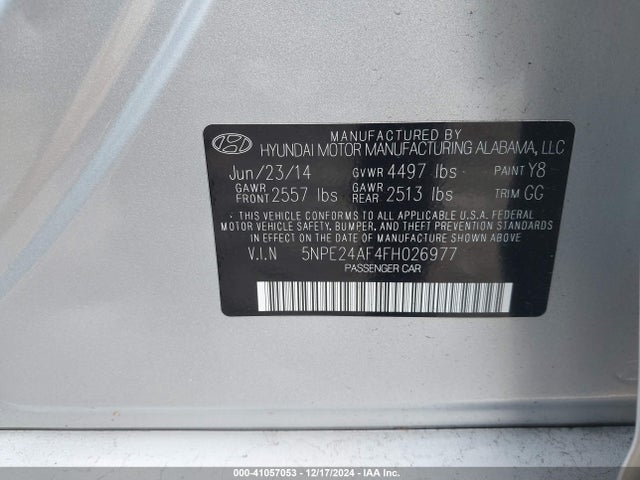 Hyundai SONATA SE 2015 5NPE24AF4FH026977 Image 9