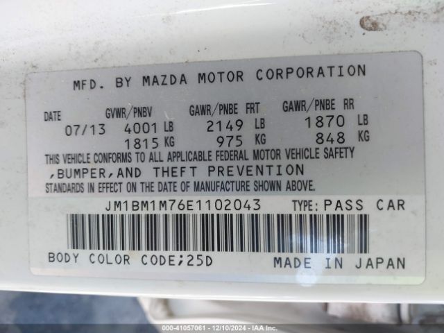 JM1BM1M76E1102043 Mazda Mazda3 I Grand Touring