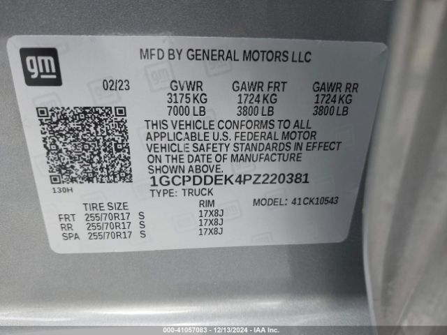 1GCPDDEK4PZ220381 Chevrolet Silverado 1500 4wd  Standard Bed Lt