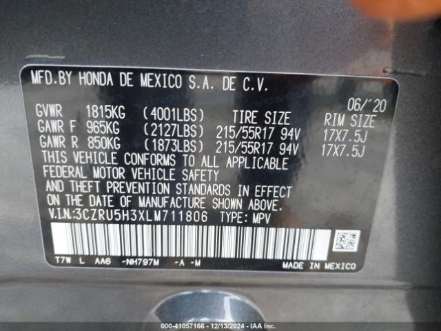 3CZRU5H3XLM711806 Honda Hr-v 2wd Lx