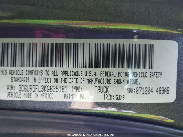 3C6UR5FL3KG635161 RAM 2500 Laramie  4x4 6'4 Box