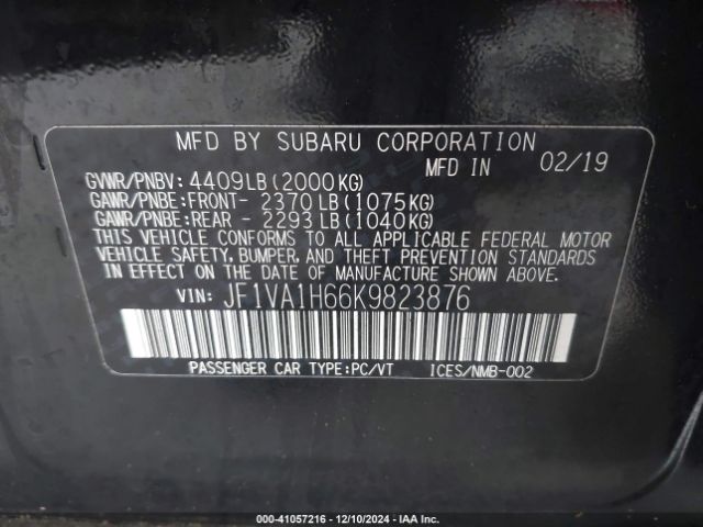 JF1VA1H66K9823876 Subaru Wrx Limited