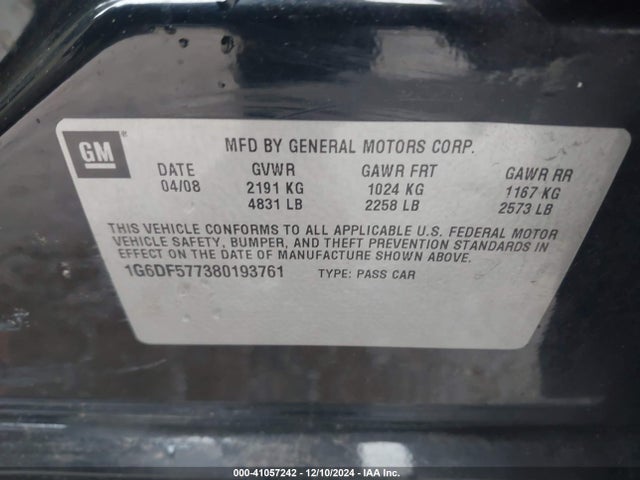 2008 CADILLAC CTS 1G6DF577380193761 Photo 8
