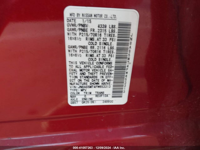 Nissan Rogue Select S 2015 JN8AS5MT4FW653313 Image 9