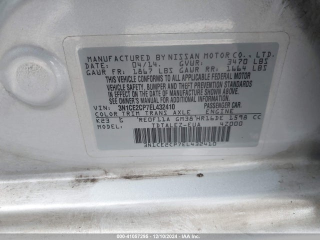 3N1CE2CP7EL432410 Nissan Versa Note Sv