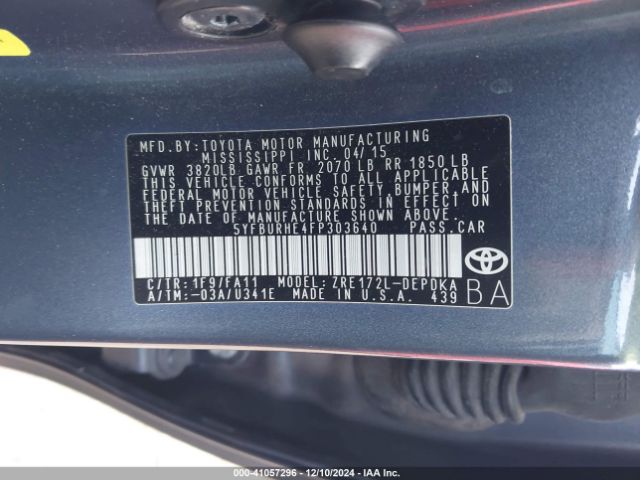 5YFBURHE4FP303640 Toyota COROLLA L