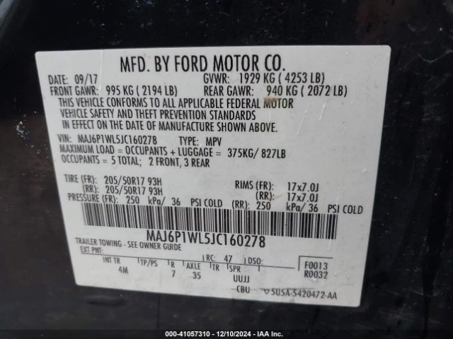 MAJ6P1WL5JC160278 Ford Ecosport Titanium