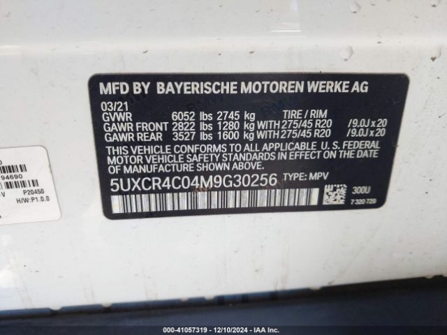 5UXCR4C04M9G30256 BMW X5 Sdrive40i