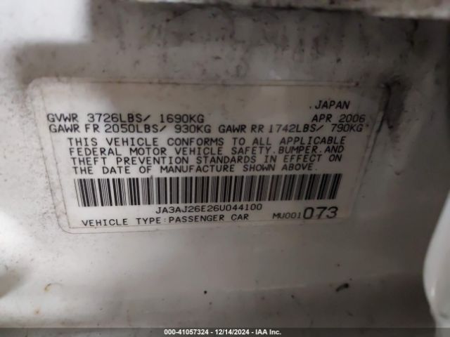 2006 MITSUBISHI LANCER JA3AJ26E26U044100 Photo 8