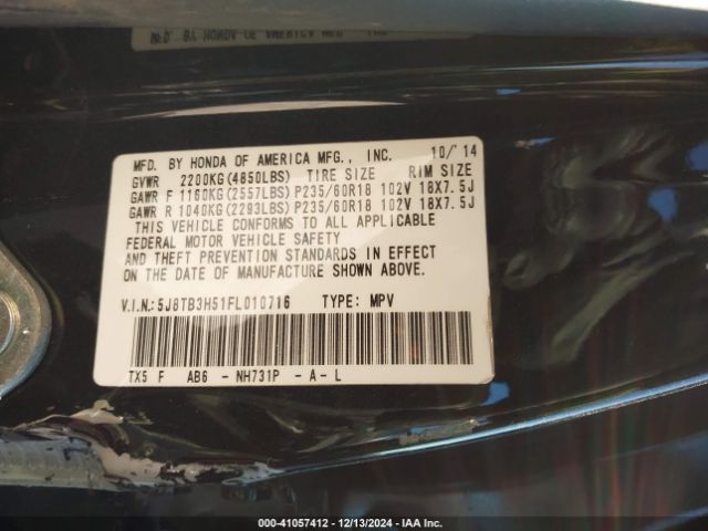 5J8TB3H51FL010716 Acura RDX