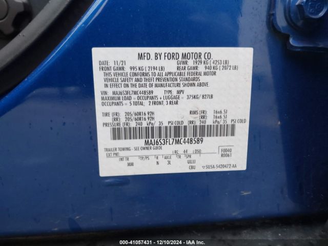 MAJ6S3FL7MC448589 Ford ECOSPORT S