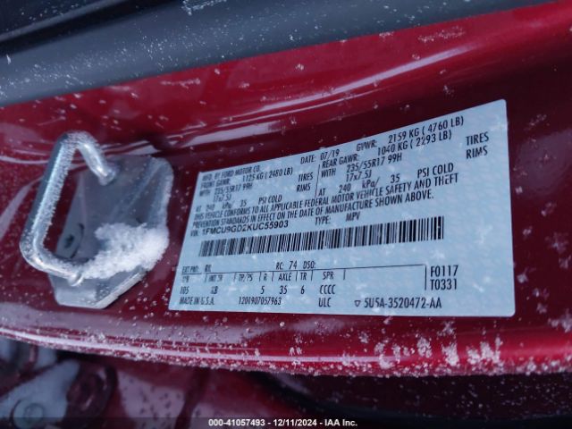 1FMCU9GD2KUC55903 Ford ESCAPE SE
