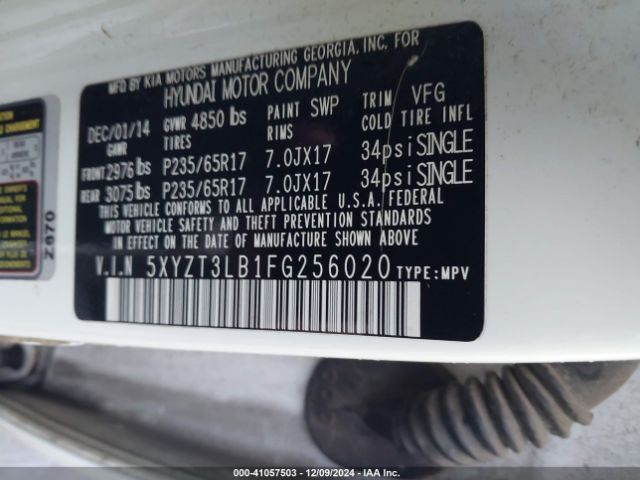 5XYZT3LB1FG256020 Hyundai Santa Fe Sport 2.4l