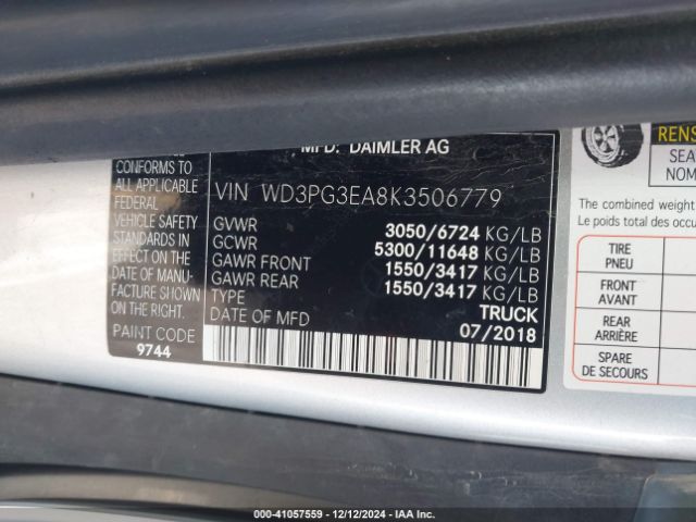 2019 MERCEDES-BENZ METRIS WD3PG3EA8K3506779 Photo 8