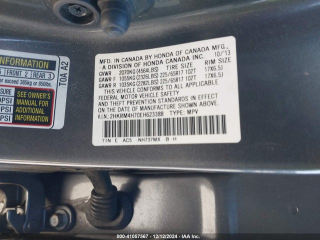 Honda Cr-v Ex-l 2014 2HKRM4H70EH623388 Image 9