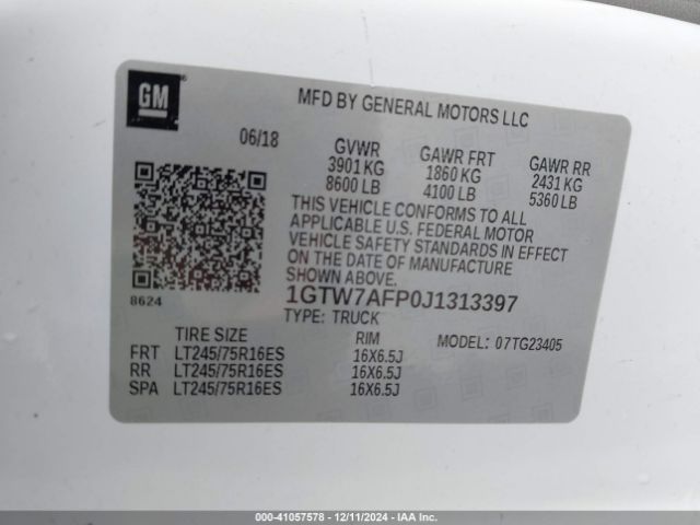 1GTW7AFP0J1313397 GMC Savana 2500 Work Van