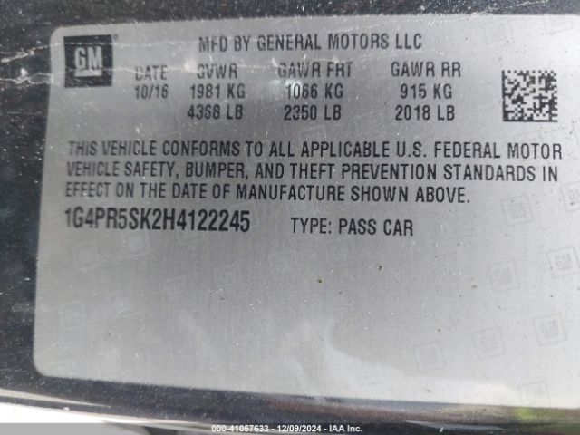 1G4PR5SK2H4122245 Buick Verano Sport Touring