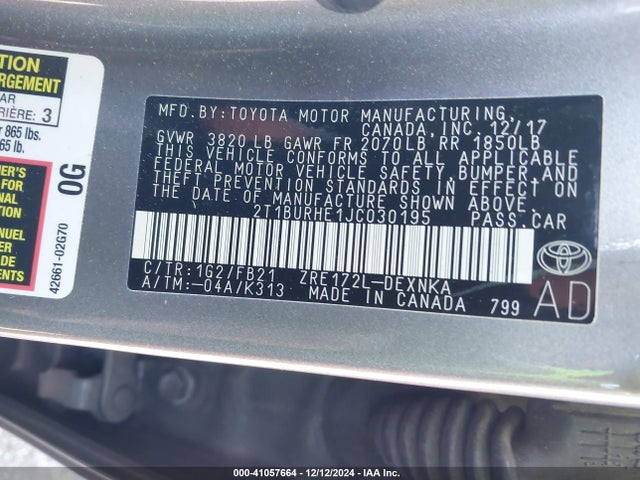 Toyota COROLLA LE 2018 2T1BURHE1JC030195 Image 9