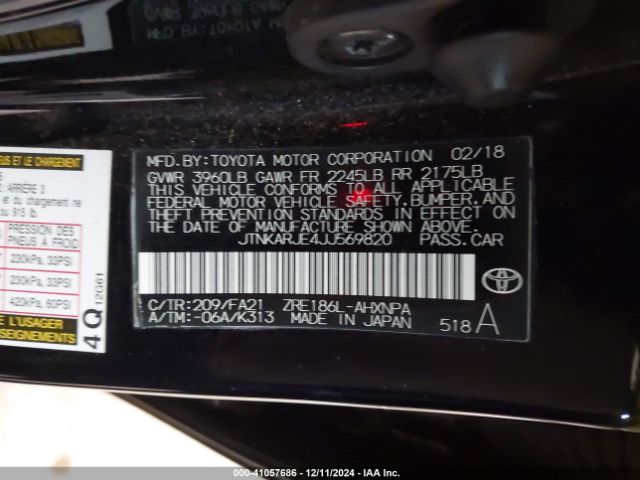 JTNKARJE4JJ569820 Toyota COROLLA IM