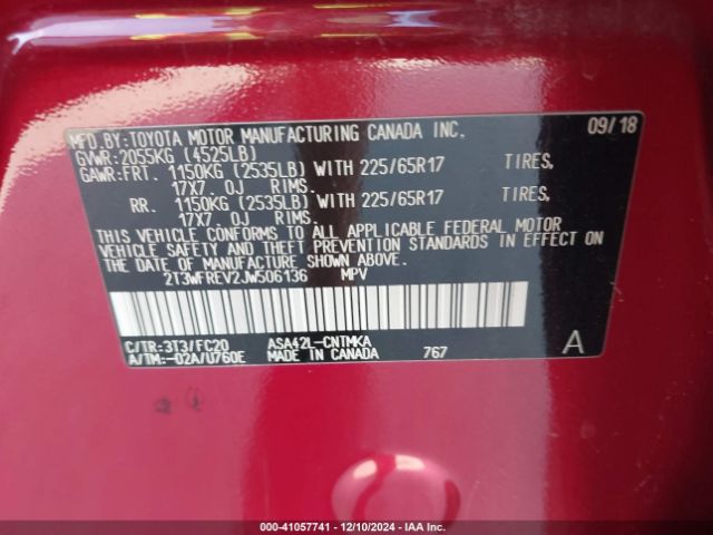 2T3WFREV2JW506136 Toyota Rav4 Adventure/xle