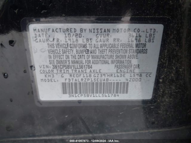 3N1CP5BV1LL561784 Nissan Kicks S Xtronic Cvt